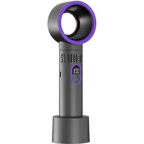 Ventilateur sans pales, ventilateur portatif rechargeable haute puissance à affichage numérique intelligent (gris). (1/5)