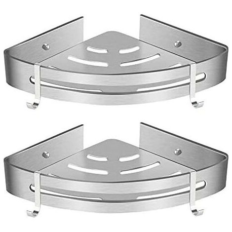 Eckduschhalterung ohne Bohren und selbstklebende Küchenduschhalterung, Aluminium, matte Oberfläche, 1-teilig, silber (1/5)