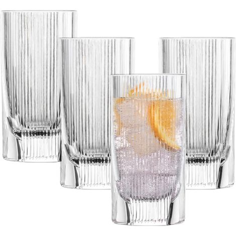 Verres à long drink Fave (set de 4), verres à long drink modernes avec rainures et cut outs, verres en cristal lavables au lave-vaisselle (art. n° 124305) (1/5)