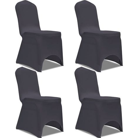 Funda de silla elástica 4 piezas antracita DEC022364