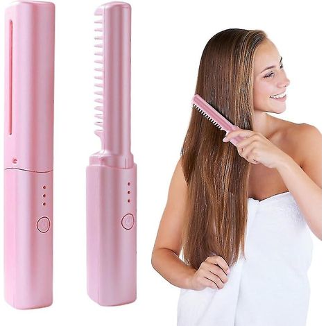 Brosse lissante portable mini, brosse lissante sans fil, lisseur rechargeable par USB (1/5)