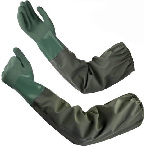 Gants Caoutchouc - 70 cm - Imperméables Antidérapants - Protection Chimique Nettoyage Ménager - 1 Paire
