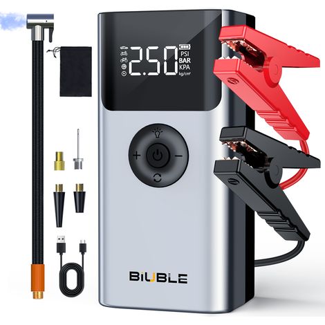 BIUBLE ML418 Boosteur batterie 7500A gonfleur 150 psi 92.5WH batterie externe– démarreur portable pour voiture moto camion, affichage numérique, lampe LED