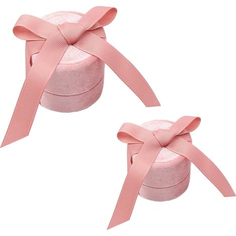 Boîte à bagues rondes en velours de qualité supérieure 2 pièces