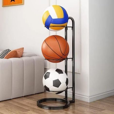 Support Ballon Foot, Rangement Ballon Vertical, Support Ballon Basket en Métal, Support de Basket-Ball, Porte Ballon Basket Amovible, de Balle pour Football Basketball