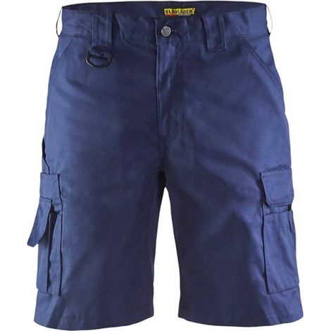 Blaklader – Short de travail haute visibilité polycoton marine 44 – Braguette plastique – Poches arrières à soufflet et rabat – Poche jambe avec poche stylos (1/4)