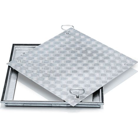 ZARGES Schachtabdeckung Stahl verzinkt 600 x 600 mm Außenmaß 760 x 760 mm (1/3)