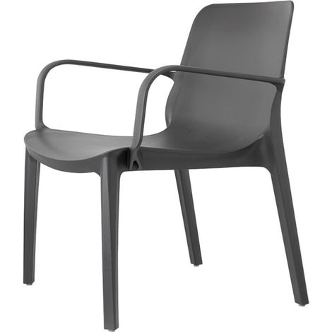 Sedia con Braccioli Ginevra Lounge Tortora - Tecnopolimero rinforzato con Fibra di vetro - Altezza seduta 43 cm - Uso interno/esterno - Impilabile