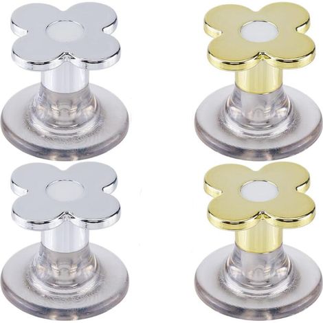 Or etArgent,4 Bouton Poussoir de Toilette en Forme de Fleur en Plastique pour Réservoir d'eau de Toilette Bouton de Chasse d'eau Outil de Levage de Couvercle de Siège de Toilette Aide (1/5)