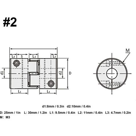 Kit de 3 accouplements flexibles en alliage d'aluminium pour vis à billes, accessoires moteur GMC‑25x30, diamètre extérieur 25, longueur 30, alésage intérieur 8-10 (1/5)