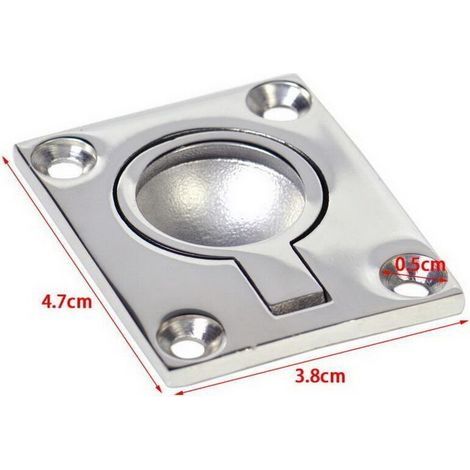 Bündiger Ring-Zuggriff für Luken, Schließfächer, Schränke, versteckter Griff, 48 x 38 mm – Edelstahl, Ozeane, Segelboot, Schubladentürbeschläge, 2 Stück (1/3)