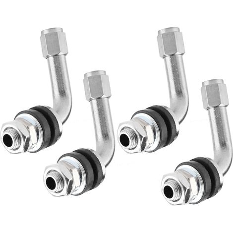 4 rechtwinklige 90°-Ventile für Auto- und Motorradreifen, Metallventile, robustes Ersatzteilset (1/5)