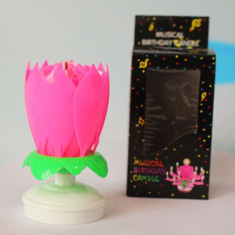 Magie Rotation Musique Fleur De Lotus Bougie 14 Lits Pour La Décoration De Gâteau D'anniversaire Nouvelles Fleurs Colorées Joyeux Anniversaire Bougies   Roseautre