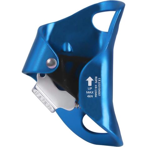 Poulie d'escalade en aluminium bleu, mouflage pour corde, poulie de blocage pour grimpe, sauvetage et travail en hauteur (1/5)