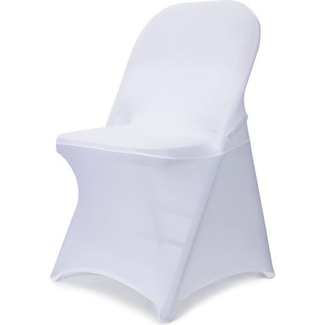 Housses de chaise pliantes en spandex – 10 housses de chaise ajustées lavables extensibles universelles améliorées pour mariage, vacances, banquet, fête, célébration (blanc) (1/5)