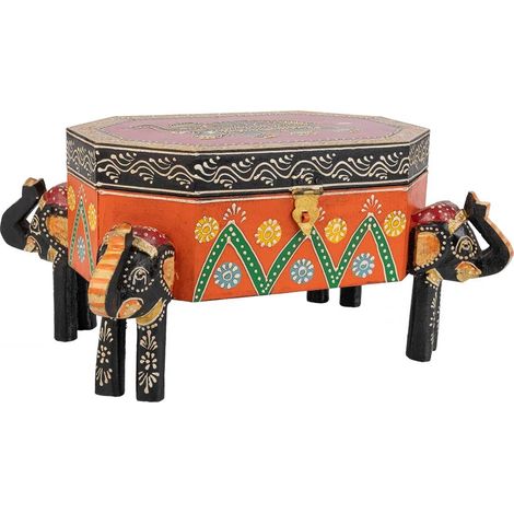 Baúl Joyero de madera pintado artesanal multicolor 33x20x15 (1/5)