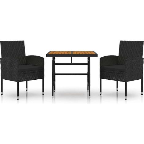 Maison Exclusive - 3-tlg. Garten-Essgruppe Poly Rattan Schwarz (1/5)