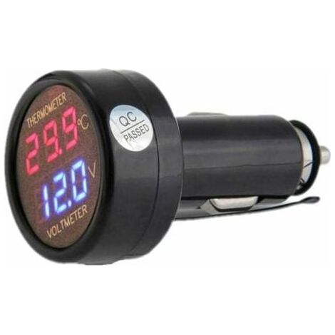Voltmètre et thermomètre 2 en 1, affichage numérique voiture batterie tension jauge de température moniteur testeur mètre, DC 12 V 24 V (1/4)