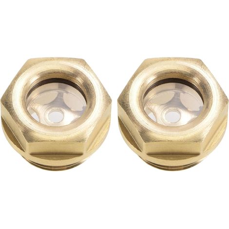 Niveau d'huile Compresseur d'air Jauge Bouchon Voyant d'Huile Indicateur Liquide Verre Vue Voyant Raccord en Laiton à Filetage Mâle M20 x 1,5 avec Joint Torique Jaune 2Pcs (1/4)