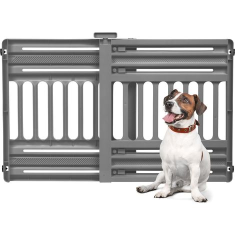 Iris Ohyama, Barriera, Recinzione di Sicurezza per Scale in Plastica (PP) per Cani, Gatti, L61 x P5 x A64 cm, Estensibile, Senza Foratura, Corridoio, Cucina, PBR-600, Grigio