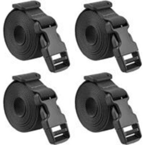 Sangle à Boucle 25 mm Sangle à Cliquet 4 Pièces Courroie Serrage Plastique Sangle d'Arrimage pour Emballage Valise Déménagement Bagage (Noir )