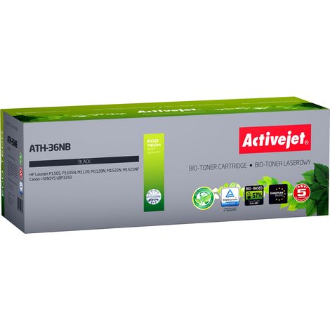 BIO Activejet ATH-36NB toner for HP, Canon printers, Replacement HP 36A CB436A, Canon CRG-713 Supreme 2000 pages black. ECO Toner. (1/2)