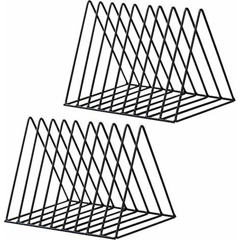 Office triangle table top iron storage shelf (black) 2pcs