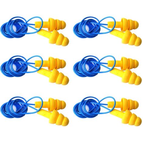 SABIR 6Pcs Bouchons d'oreilles en Silicone, Bouchon Oreille Réduction Anti-Bruit et Protection Auditive pour Dormir, Sommeil, Etudier, Travailler, Natation (1/5)