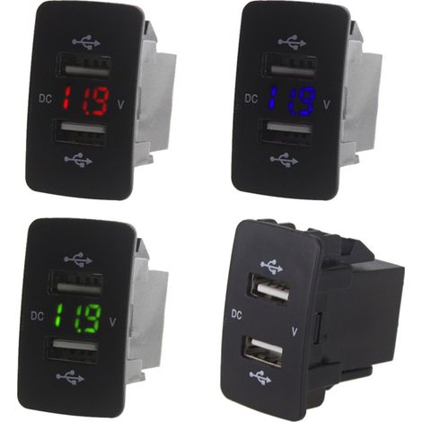 Dual-USB-Kfz-Ladegerät 12V/24V mit Spannungsanzeige und Zigarettenanzünderstecker-Adapter für Honda Civic, CR, Fit und City (Grün) (1/5)