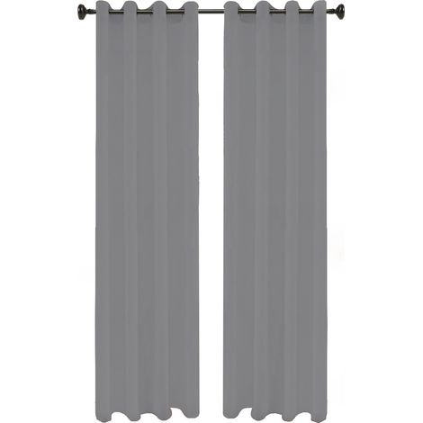 Tende Oscuranti Termica Isolante con occhielli 4 Cm Tinta unita 1Tenda - Grigio