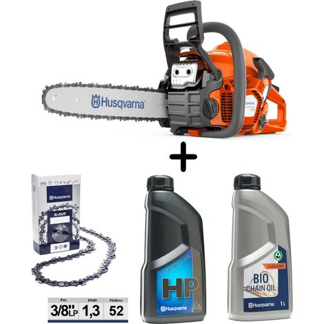 Husqvarna – Tronçonneuse thermique 130 – Longueur guide 35cm – Puissance 1.5kW – Cylindrée 38cm³ – Moteur X-Torq pour faible consommation