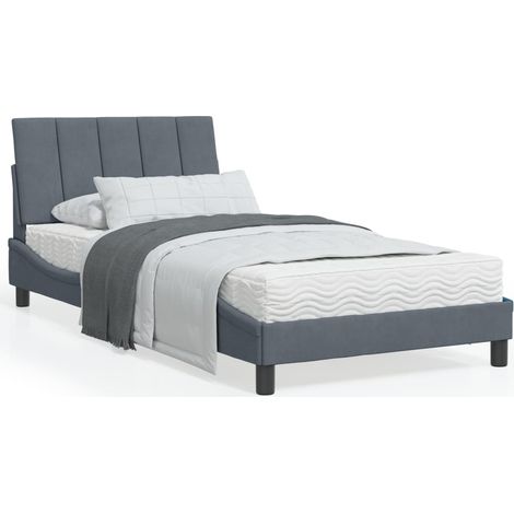Cama con colchón Hanko terciopelo gris oscuro 100x200 cm vidaXL (1/5)