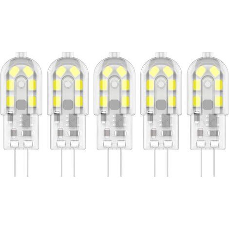 5 lampadine LED G4 da 3W, 12 LED SMD 2835, luce bianca fredda 6000K, 200LM, equivalenti a lampadine alogene da 20W, alimentazione AC/DC 12V.