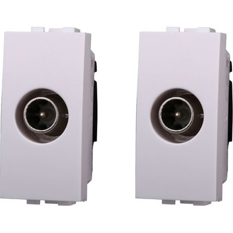 gloca Set 2 Connettori Tv Maschio Passante Compatibili Living (Bianco) (1/4)