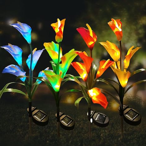 Lot de 2 lampes solaires de jardin Matihua avec LED, étanches IP65, pour pelouses, trottoirs, terrasses, balcons et décorations paysagères. (1/4)