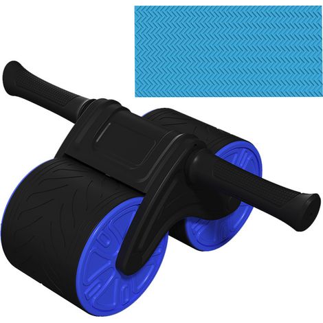Roue abdominale double roue ronde, appareil de fitness abdominal à deux roues, équipement de sport pour la maison, entraînement des abdominaux, couleur bleue. (1/5)