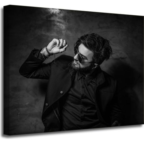 Lienzo impreso en blanco y negro, Hombre, 50x40 cm