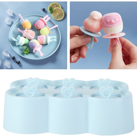Kreative und niedliche Silikon-Eisformen für den Heimgebrauch, zur Herstellung von hausgemachtem Eis, Eis am Stiel, Eiswürfelformen und Eisblöcken (blau). (1/5)