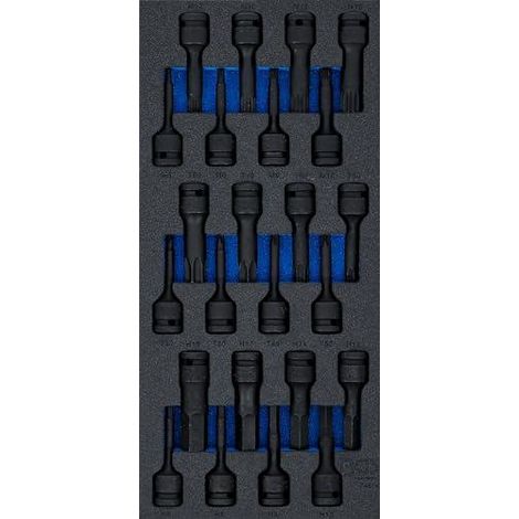 Modulo per carrelli portautensili 1/3: serie di bussole Kraft  12,5 mm (1/2")  24 pz.