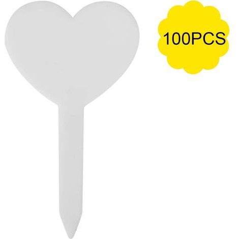 100 Pieces Heart-Shaped Gardening Labels, Sun-Resistant Plant Labels, Waterproof PVC Material, Durable for Fruit Tree Seedlings (White) (1/5)