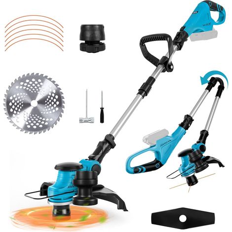 Batterie Strimmer compatible avec batterie 18V, combi pliable 3 en 1 avec moteur sans balais, largeur de coupe de 30 cm et indicateur de niveau de batterie, tondeuse électrique, coupe-légumes (1/5)