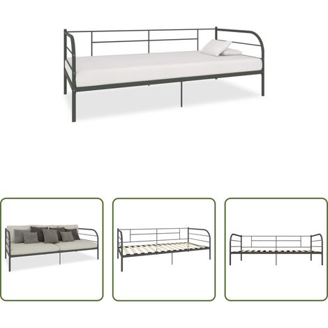 vidaXL Metallbett -  Tagesbett-Rahmen Grau Metall 90×200 cm (1/5)