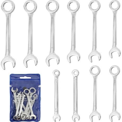 10 Pièces Mini Clés Mixtes Métriques 4mm-11mm Clef Plate a Cliquet Set de Clé Polygonale pour Réparation de Bicyclettes D'automobiles et D'appareils Ménagers (1/5)