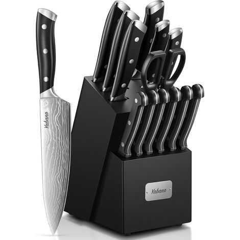 Couteaux de Cuisine 14 Pièces Acier Allemand Motif Damas (1/5)