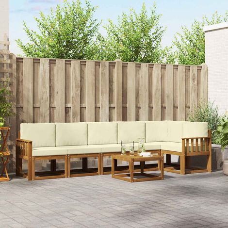 Outdoor-Sofagarnitur mit Kissen 7 pcs Natur und Creme (1/5)