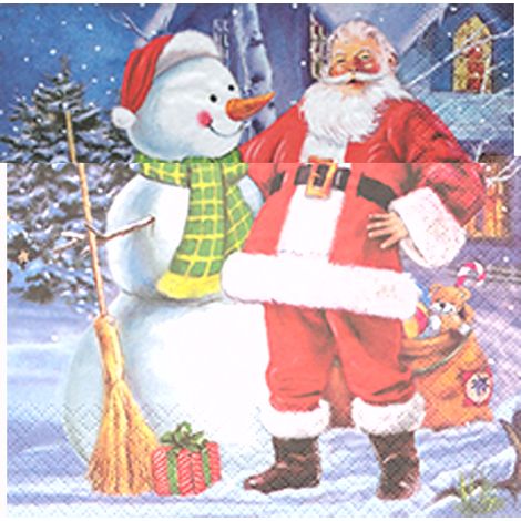 20 serviettes papier bonhomme de neige et Père Noel (1/2)