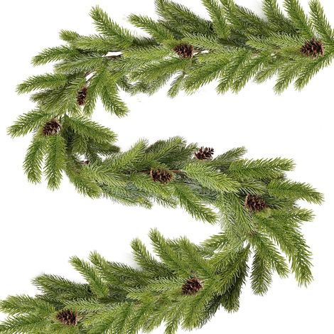 Guirlande de Sapin Artificiel Vert 185 cm - Moulé par Injection - Cèdre - Décoration de Noël - Vert Sapin d'Hiver pour Escalier, Cheminée et Fête (1/5)