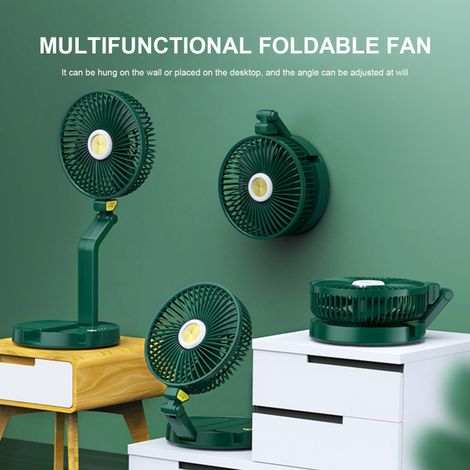 Ventilateur de bureau LED 7 pouces, 5200 mAh, rechargeable, pliable, portable, 3 vitesses, à fixer au mur, idéal pour les voyages, le bureau et la maison. (1/5)
