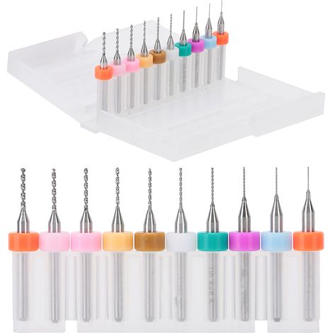 10 Mèches de Forage Miniatures pour Horlogerie, Réparation Mobile et Travail du Bois - Diamètre 0.3 à 1.2 mm