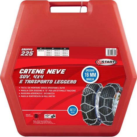 Set due pezzi catene da neve 16MM gruppo 225 per SUV 4x4 e trasporto leggero (1/5)